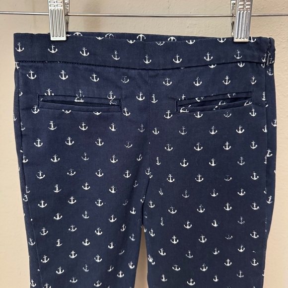 CREWCUTS Anchor Print Capri Pants Blue & White 100% Cotton Adjustable Waist 6 - Picture 8 of 16